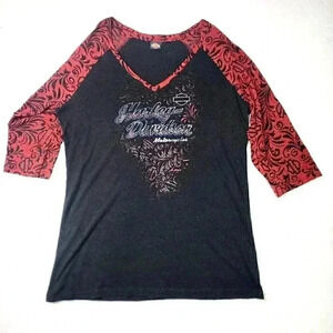 Harley-Davidson Women's Tee 3/4 Sleeves w/Burnout Logo Large Barnett El Paso, TX